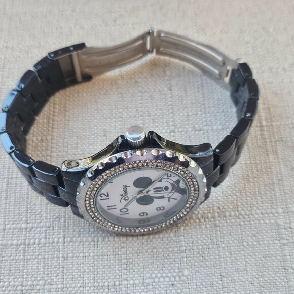 Minnie Mouse Disney Wristwatch Black Tone Metal Strap Analog Accutime Watch - Picture 11 of 12